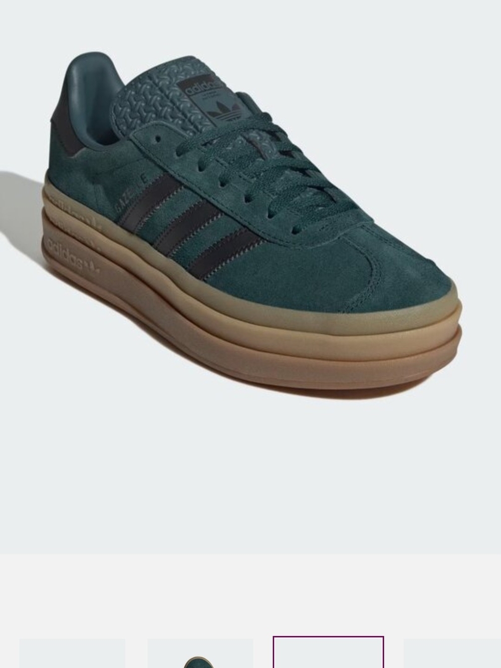 Adidas Green bold Platform Sneakers with Black Stripes and Gum Sole Sz 5.5
